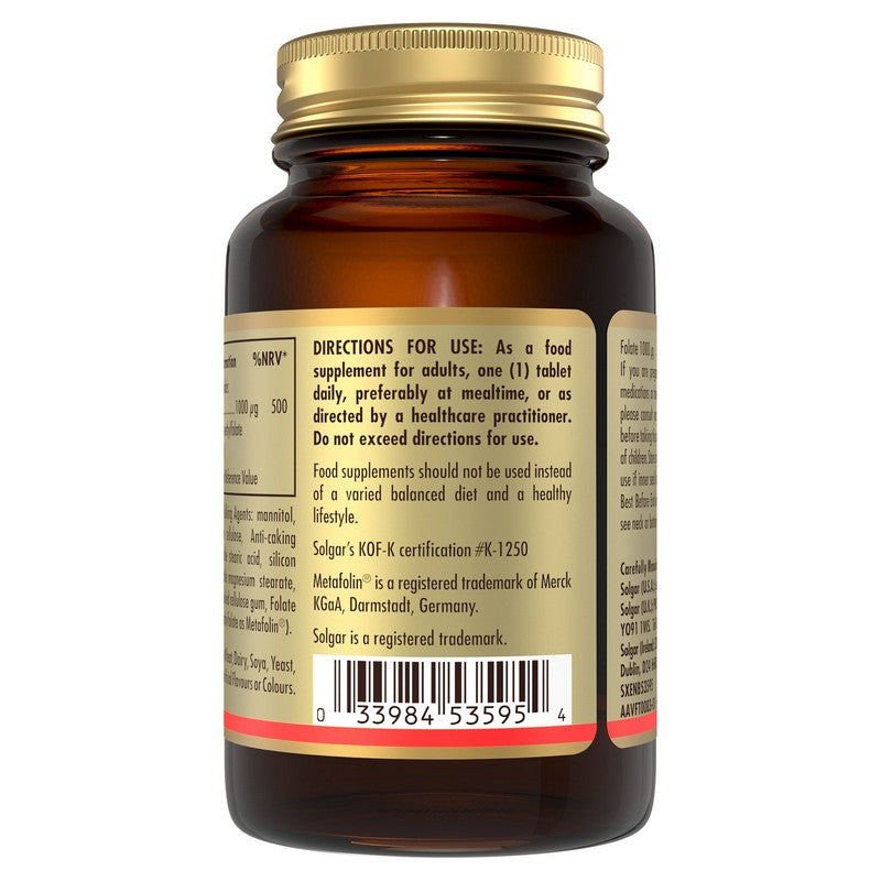 Solgar Folate 1000µg (as Metafolin®) 60 Tablets