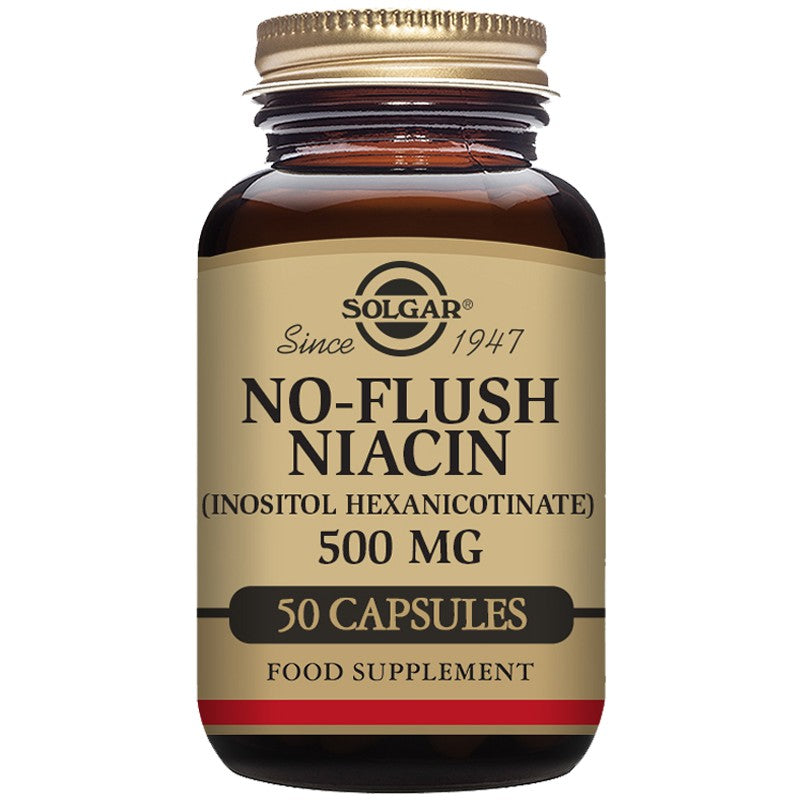 Solgar No-Flush Niacin (Inositol Hexanicotinate) 500mg 50 Veg Capsules