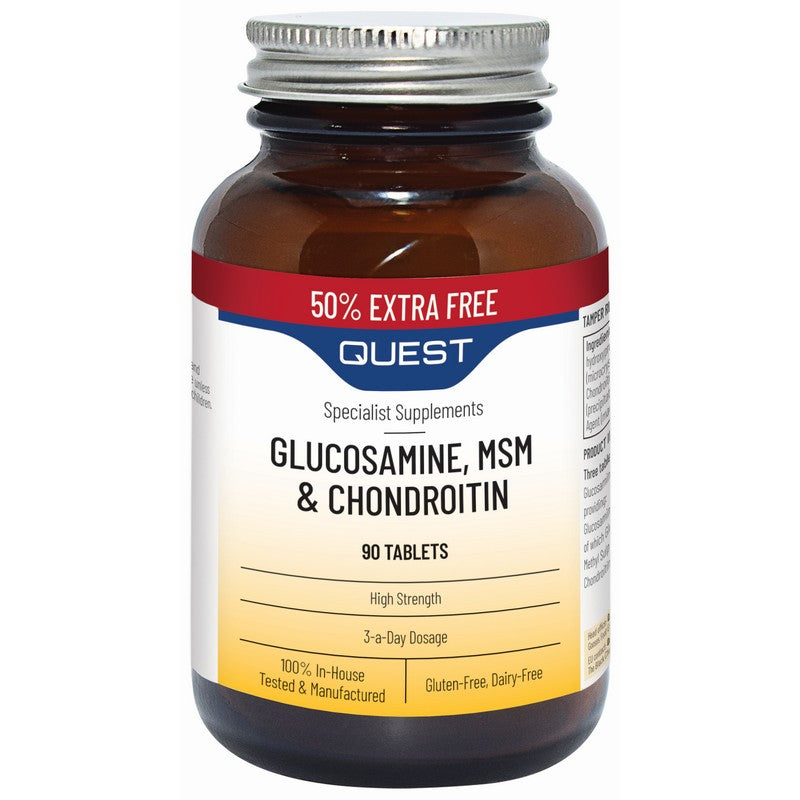 Quest Glucosamine, MSM & Chondroitin (Extra Fill) 60+30 Tablets