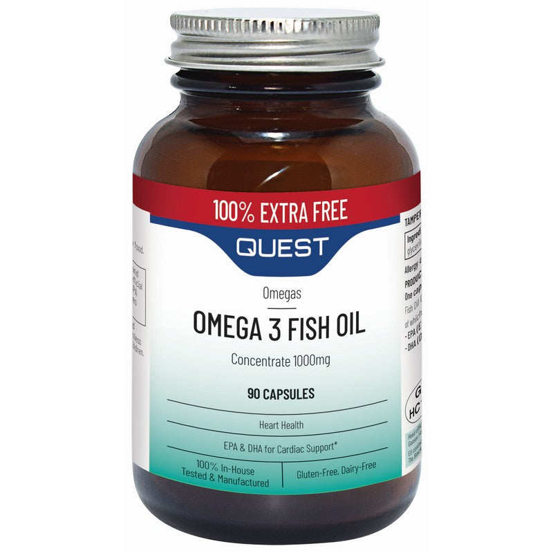 Quest Omega 3 Fish Oil 1000mg (Extra Fill) 45+45 Capsules