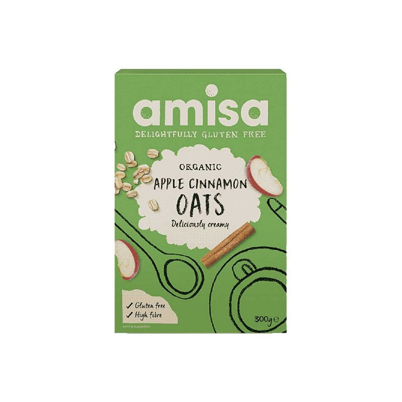Amisa Organic Gluten Free Porridge Oats with Apple & Cinnamon 300g