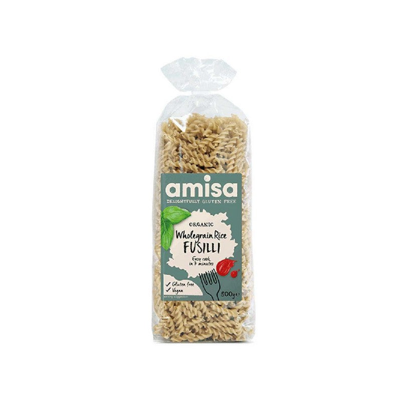 Amisa Organic & Gluten Free Wholegrain Rice Fusilli Pasta 500g