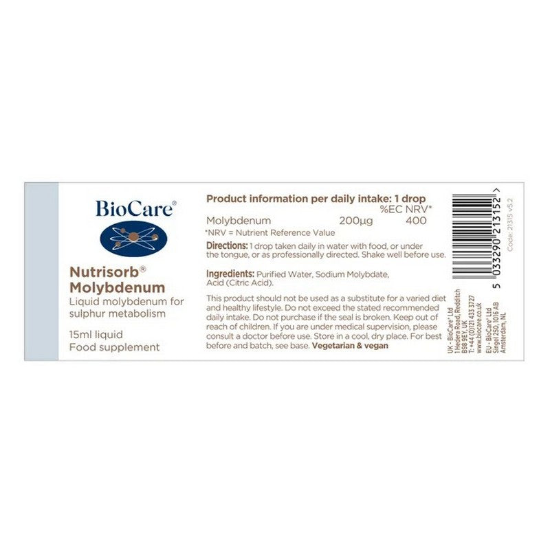 BioCare Nutrisorb® Molybdenum 15ml Liquid Drops