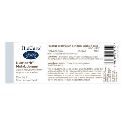 BioCare Nutrisorb® Molybdenum 15ml Liquid Drops