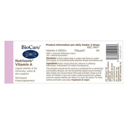 BioCare Nutrisorb® Vitamin A 15ml Liquid Drops