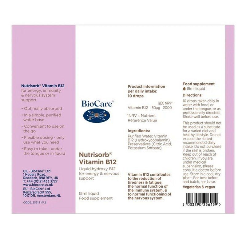 BioCare Nutrisorb® Vitamin B12 15ml Liquid Drops