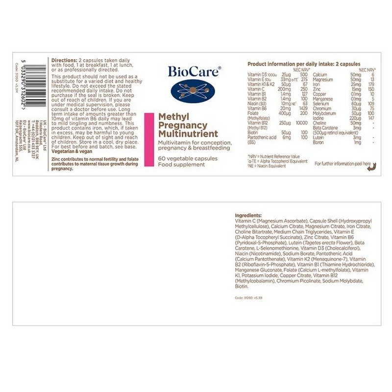 BioCare Methyl Pregnancy Multinutrient  60 Capsules
