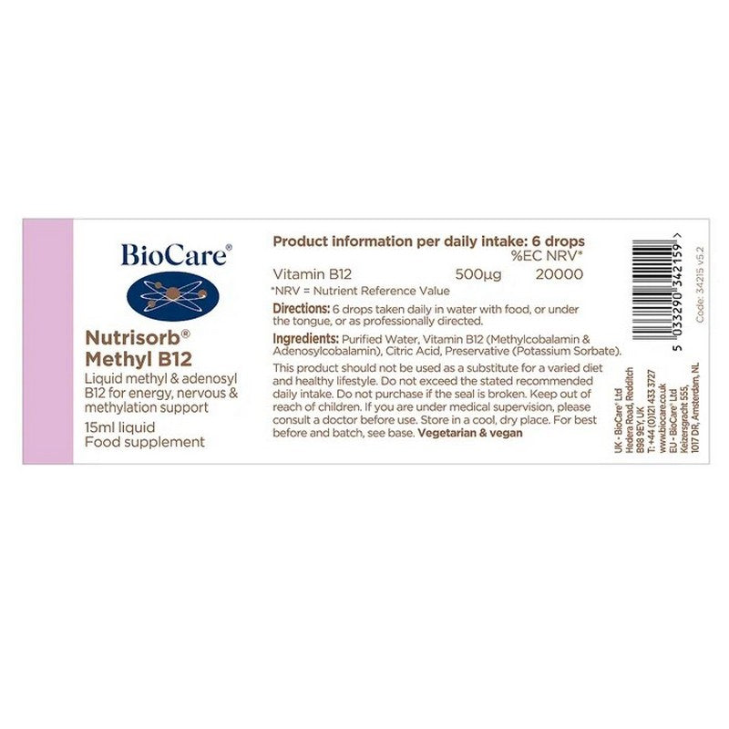 BioCare Nutrisorb®  Methyl B12 15ml Liquid Drops