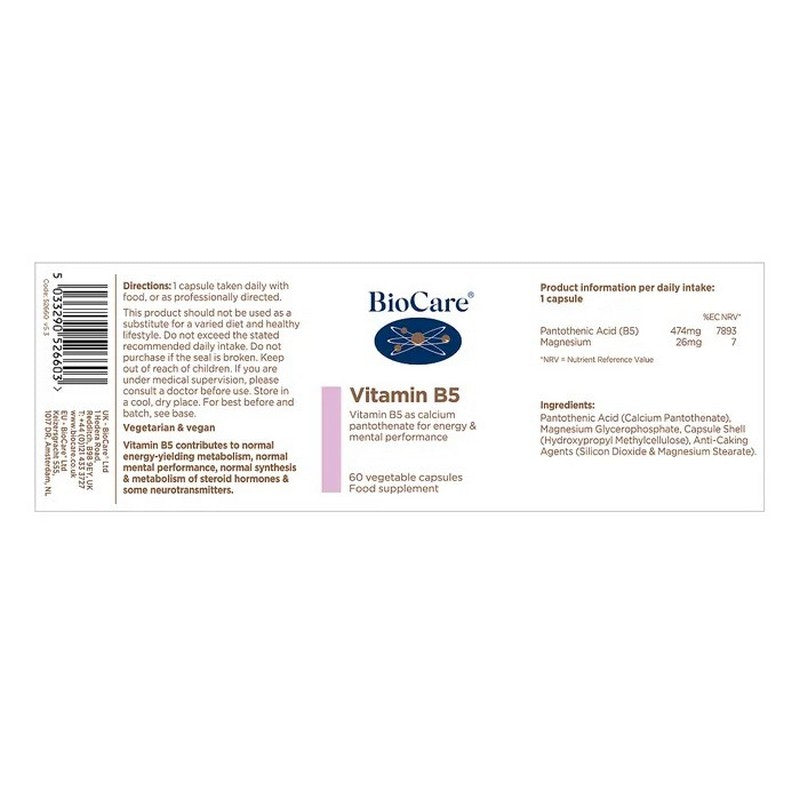 BioCare Vitamin B5 60 Capsules