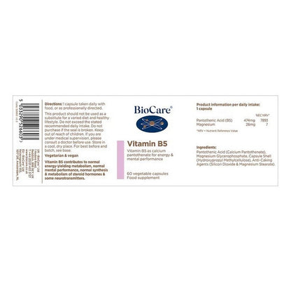 BioCare Vitamin B5 60 Capsules