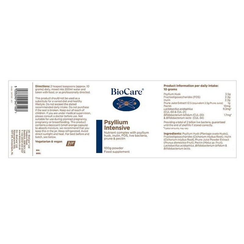 BioCare Psyllium Intensive 100g Powder