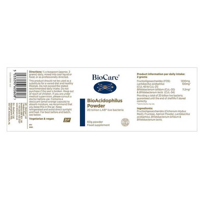 BioCare BioAcidophilus 60g Powder