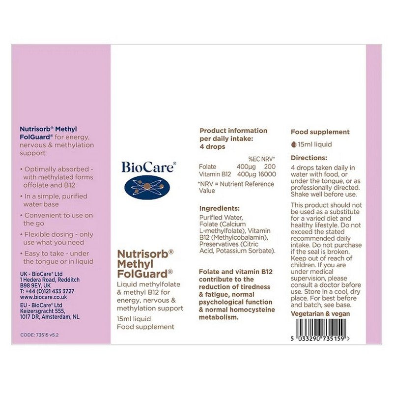 BioCare Nutrisorb® Methyl FolGuard® 15ml Liquid Drops