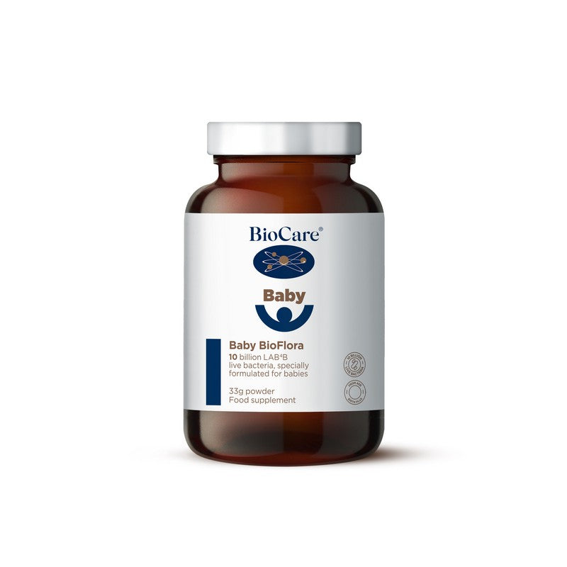 Biocare Baby BioFlora supplement bottle on a white background