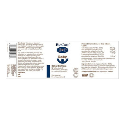 BioCare Baby Bioflora label on a white background