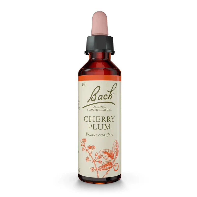Bach Cherry Plum dropper bottle on a white background