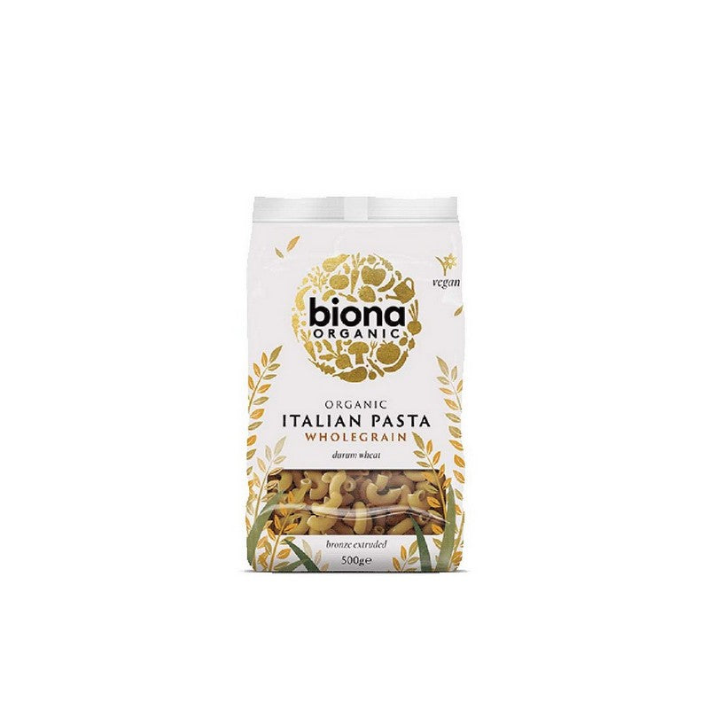 Biona Whole Macaroni Pasta Organic Bronze Extruded 500g