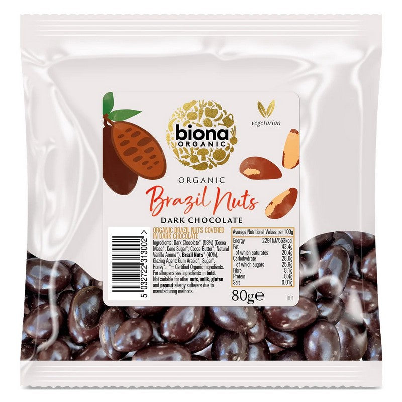 Biona Organic Plain Chocolate covered Rainforest Brazils 80g