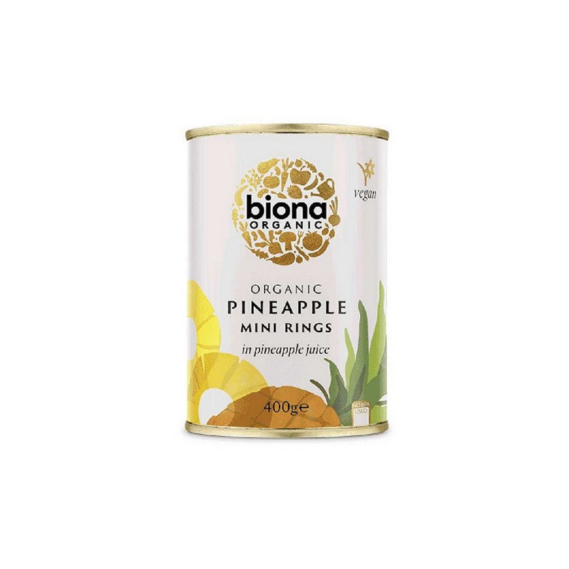 Biona Mini Pineapple Rings in Pineapple Juice Organic 400g