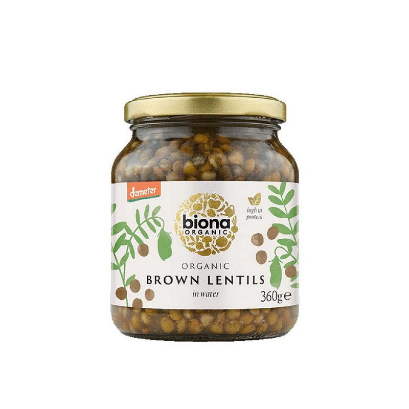 Biona Organic Brown Lentils in Glass Jars 360g