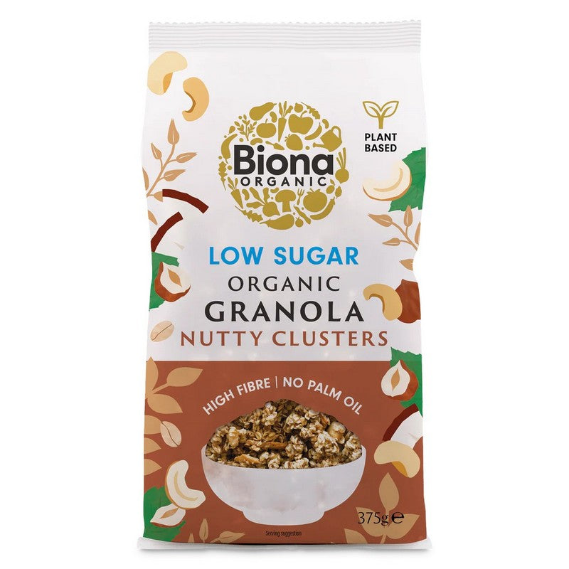 Biona Organic Granola Nutty Clusters Low Sugar 375g
