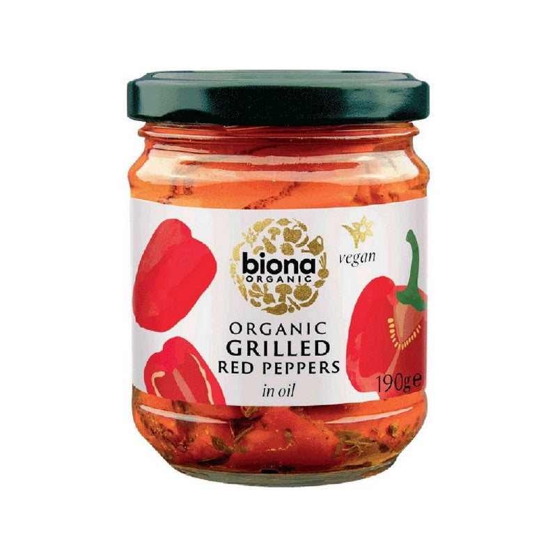 Biona Grilled Red Peppers in Oil Organic 190g