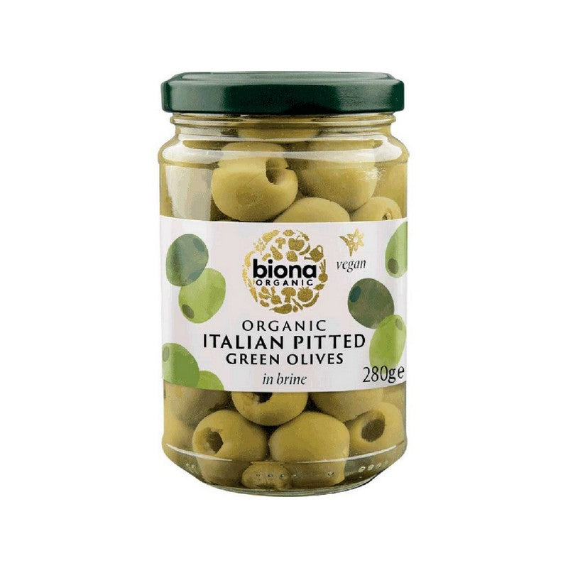 Biona Pitted Green Olives in Brine Organic 280g