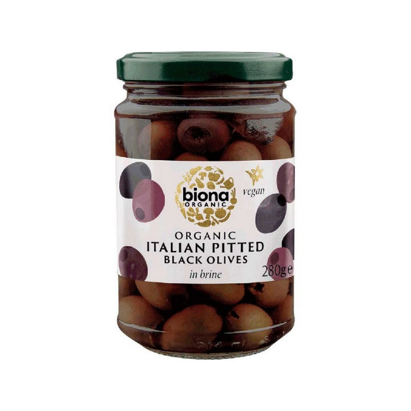 Biona Pitted Black Olives in Brine Organic 280g