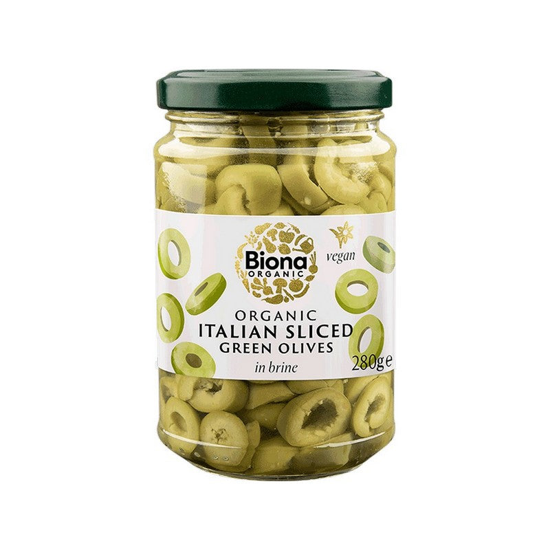 Biona Italian Sliced Green Olives in Brine Organic 280g