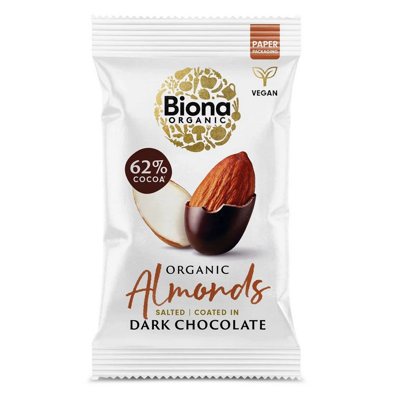 Biona Organic Dark Chocolate Roasted Almonds 30g