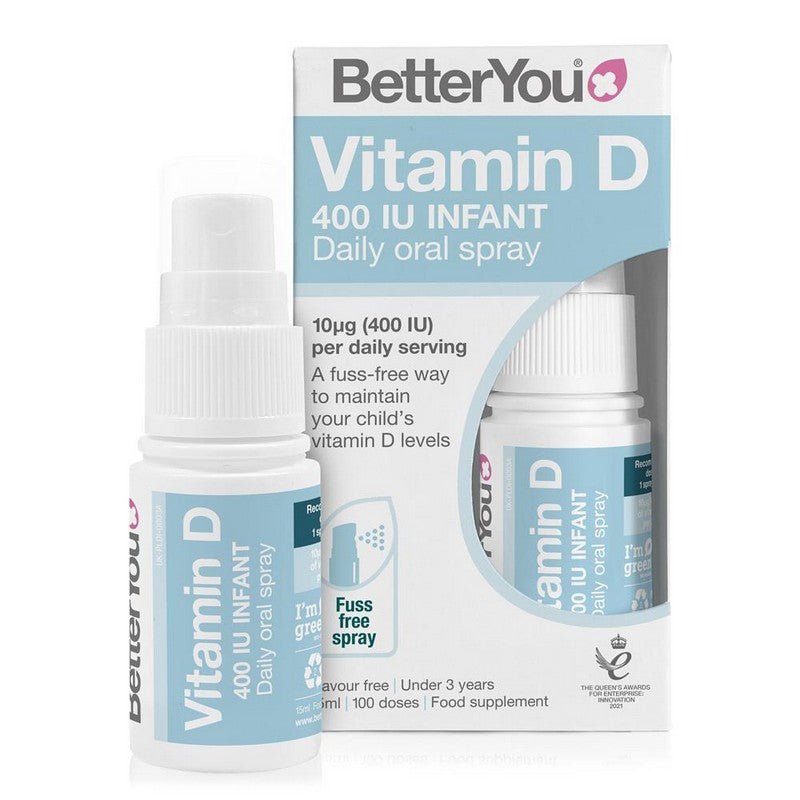 BetterYou Dlux Infant Vit D Oral Spray 15ml 400IU of vitamin D3 15ml