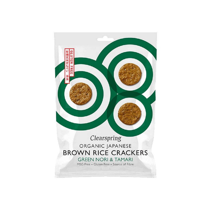 Clearspring Organic Japanese Brown Rice Crackers - Green Nori & Tamari 40g