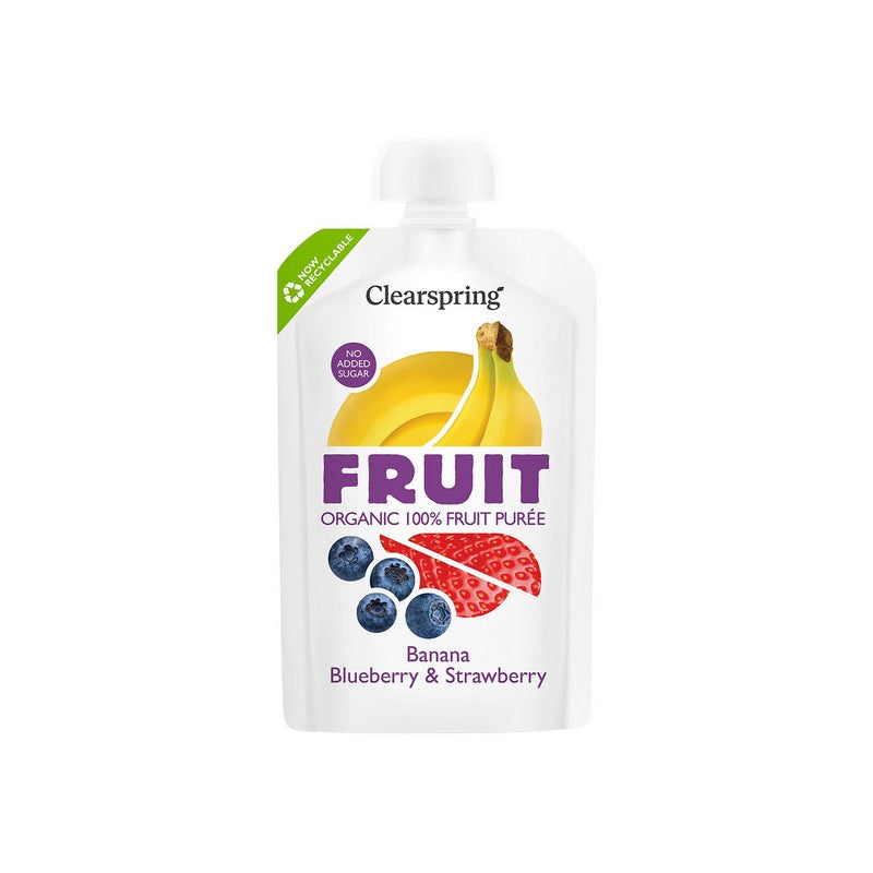 Clearspring Organic FRUIT 100% Fruit Puree - Banana Blueberry & Strawberry 100g