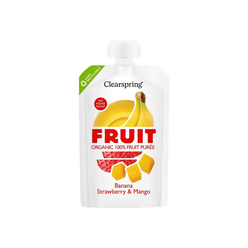 Clearspring Organic FRUIT 100% Fruit Puree - Banana Strawberry & Mango 100g