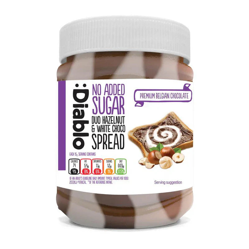 Diablo Sugar Free Duo Hazelnut & White Chocolate Spread 350g