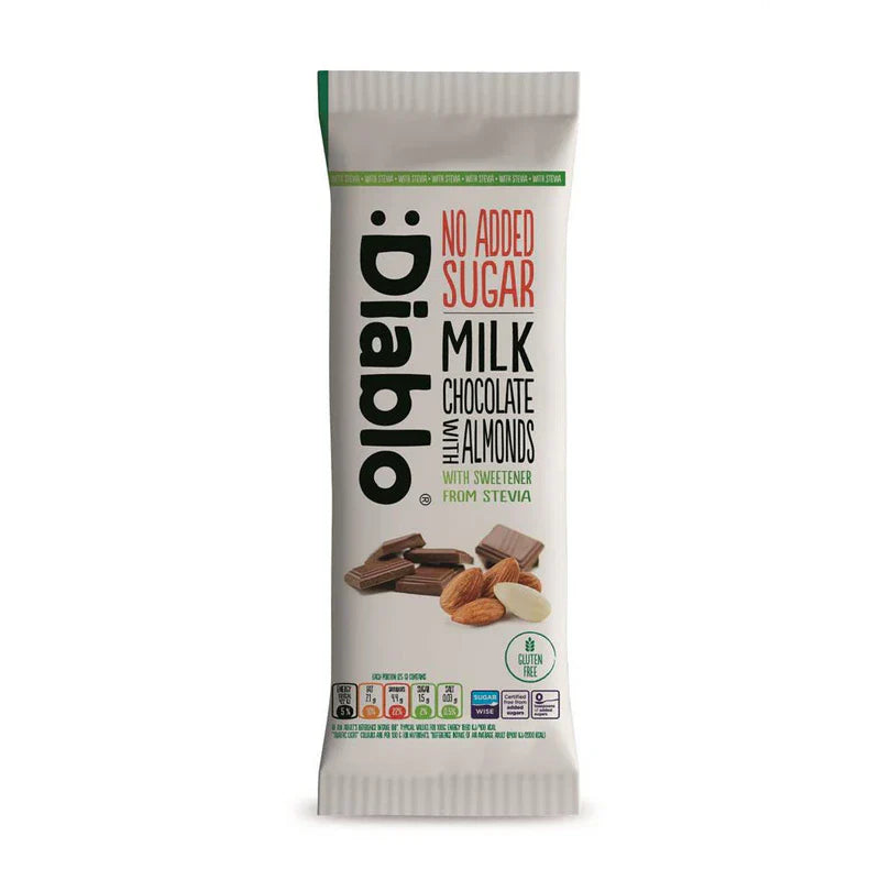 Diablo Sugar Free Milk Chocolates with Almonds with Stevia 75g