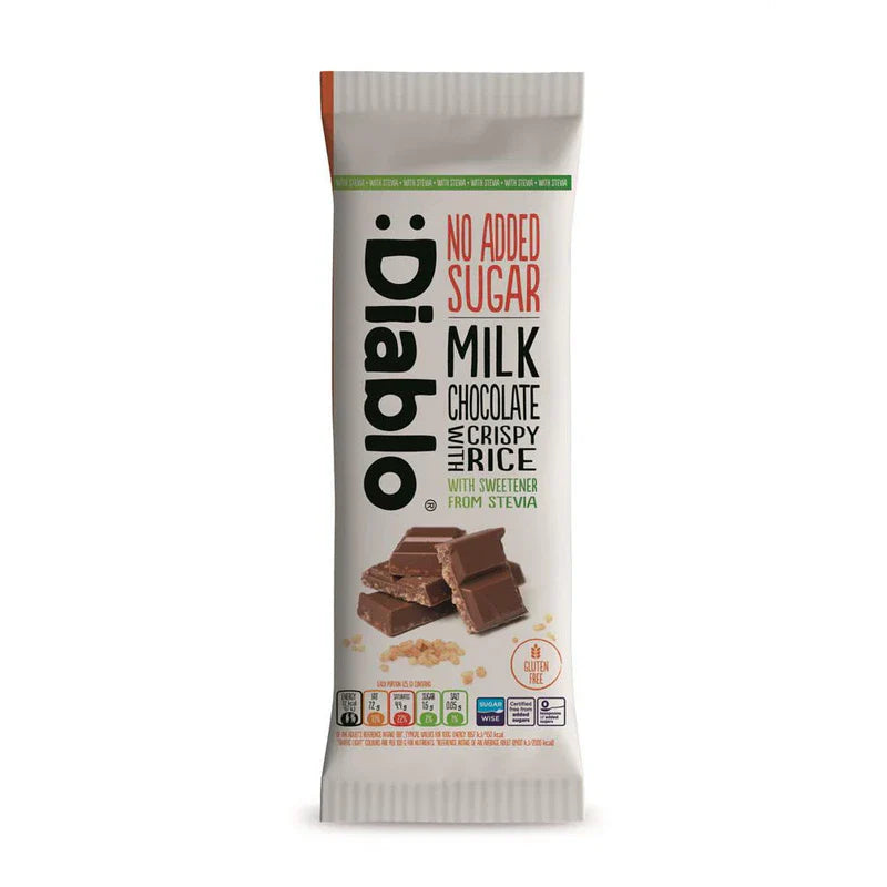 Diablo Sugar Free Milk Chocolate with Crispy Rice with Stevia 75g