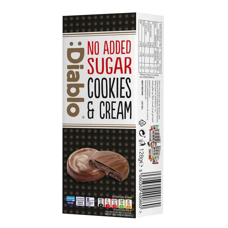 Diablo Sugar Free Dark Chocolate Cookies & Cream 128g