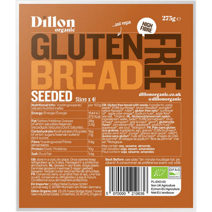 Dillon Organic Sliced Gluten Free Seeded Bread 275g