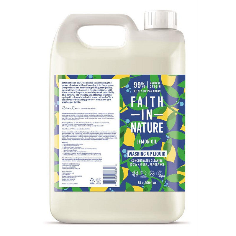 Faith in Nature Lemon Washing Up Liquid 5 Litre