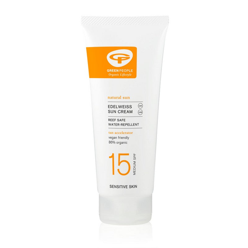 Green People Edelweiss Sun Cream with Tan Accelerator - SPF15 200ml
