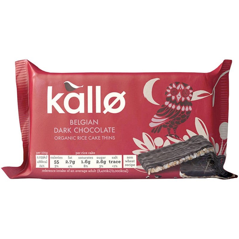 Kallo Organic Belgian Dark Chocolate Rice Cake Thins 75g
