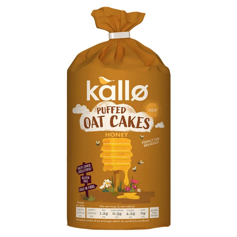 Kallo Honey Puffed Oat Cakes 118g