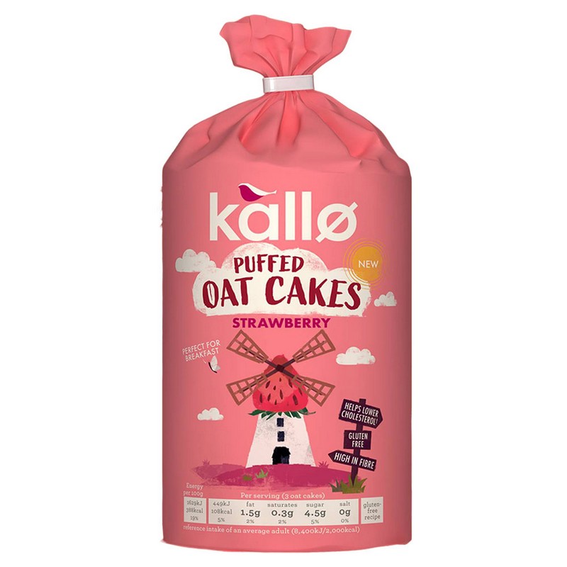 Kallo Strawberry Puffed Oat Cakes 122g