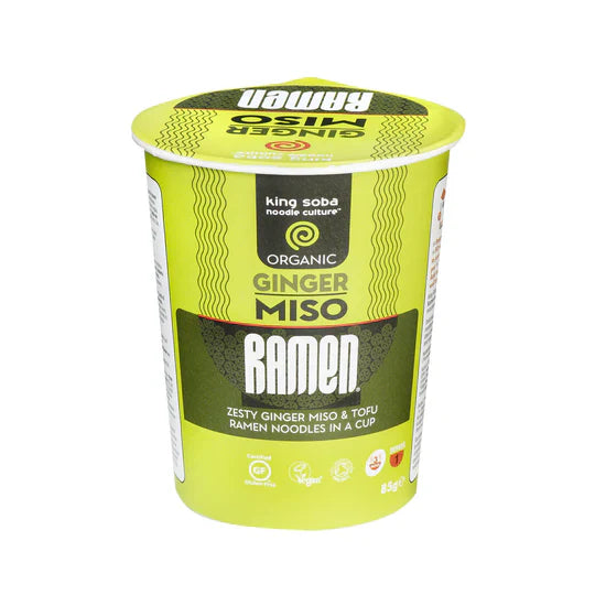 King Soba Organic Ginger Miso Ramen Noodle Cup 85g