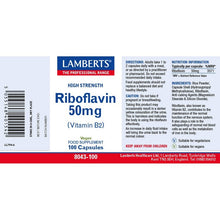 Lamberts Riboflavin 50mg (Vitamin B2) 100 Capsules