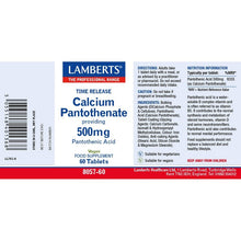 Lamberts Calcium Pantothenate 500µg Time Release 60 Tablets