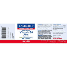 Lamberts Vitamin B6 50mg (Pyridoxine) 100 Tablets