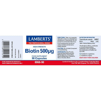 Lamberts Biotin 500µg 90 Capsules