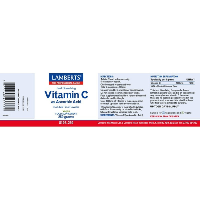 Lamberts Ascorbic Acid 250g Powder
